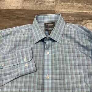 Bonobos Blue Mens 16.5 35 Tailored Slim Fit Wrinkle Free Button‎ Up Dress Shirt